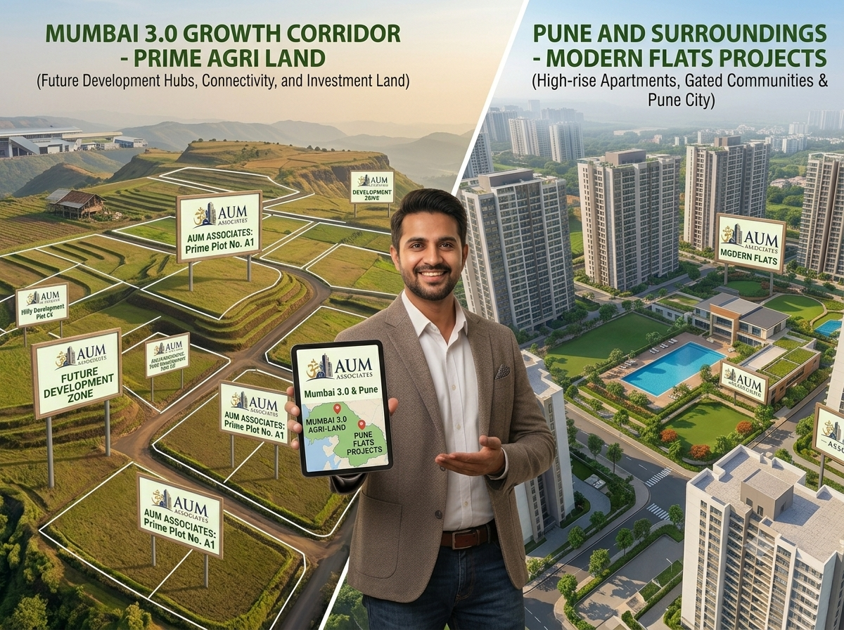 AUM Associates — Mumbai 3.0 Growth Corridor agri land and Pune modern flats projects